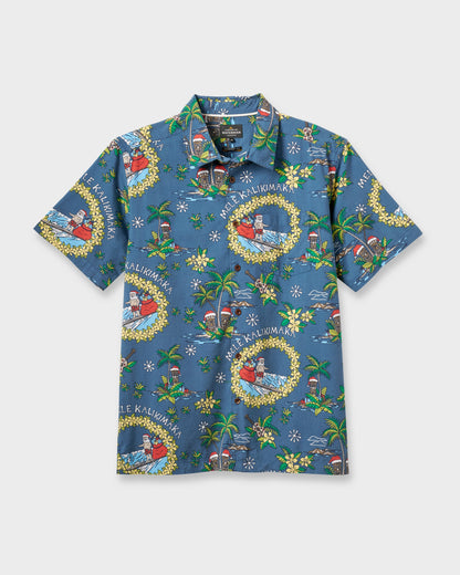 Quick Silver Waterman Surfing Santa Shirt - Real Teal