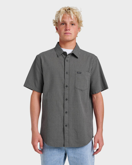 Quick Silver Oxford Stripe Classic Short Sleeve Shirt - Phantom