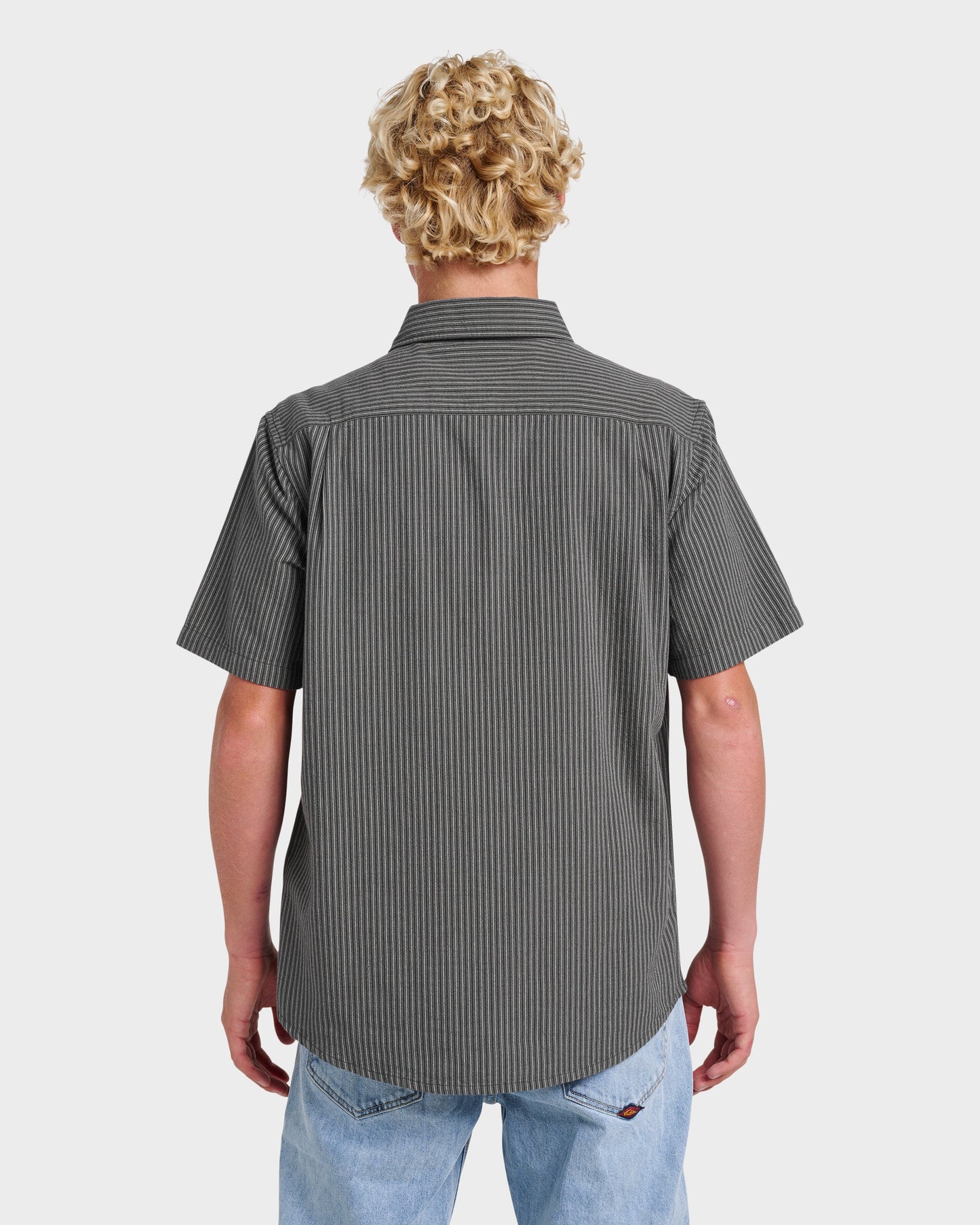 Quick Silver Oxford Stripe Classic Short Sleeve Shirt - Phantom