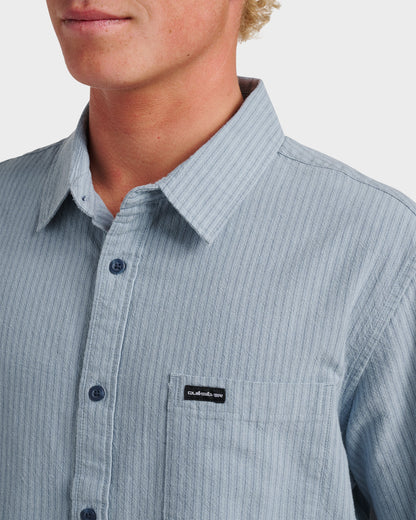 Quick Silver Oxford Stripe Classic Short Sleeve Shirt - Ashley Blue