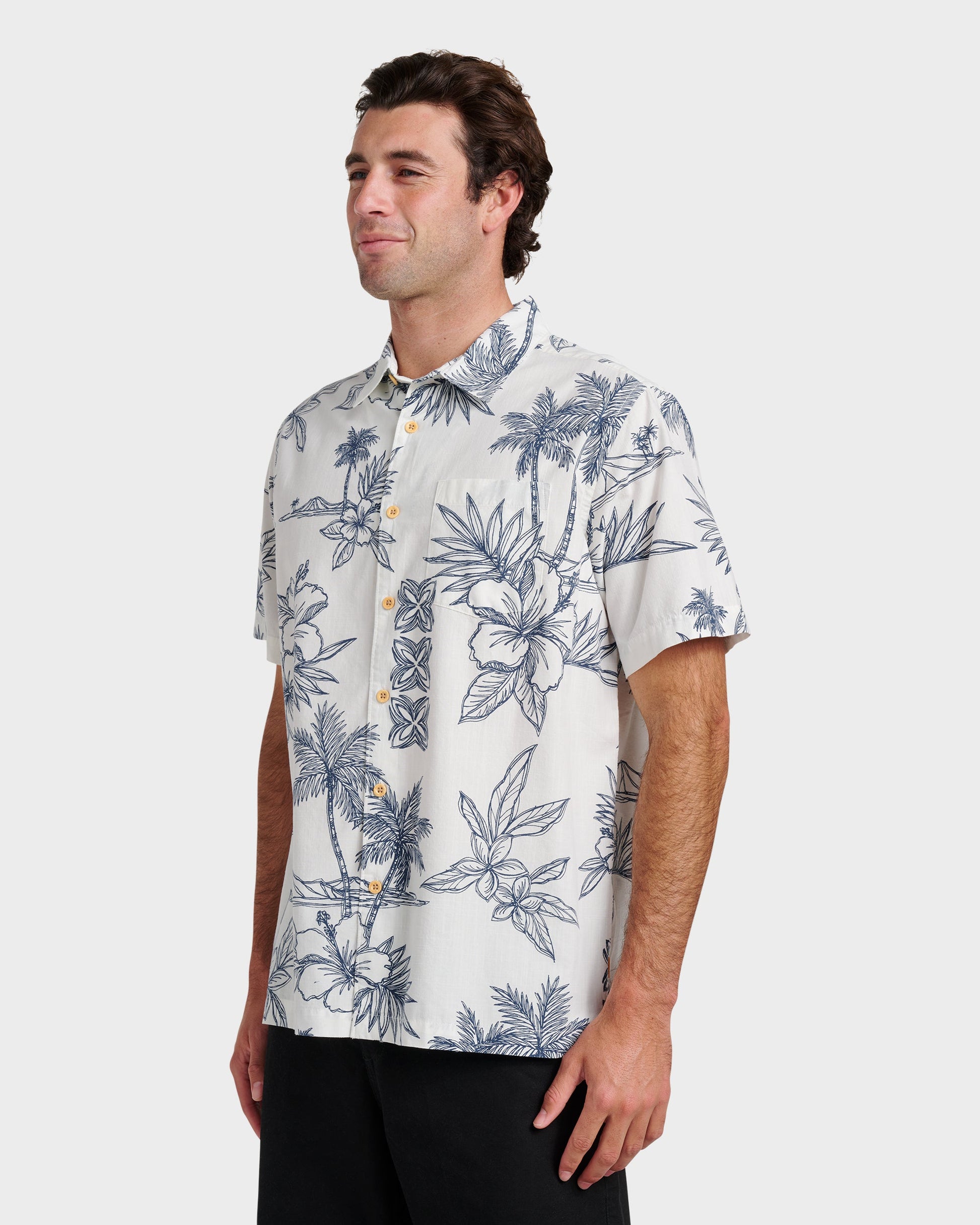 Quick Silver Waterman Scenic Drive Shirt - White