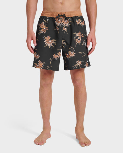 Quick Silver Everyday Coastal Flora 17" Swim Trunks - Black