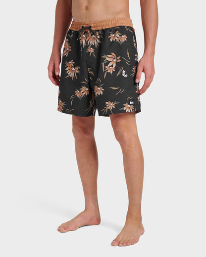 Quick Silver Everyday Coastal Flora 17" Swim Trunks - Black
