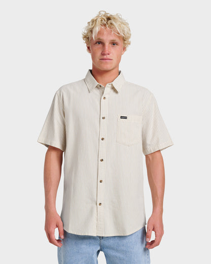Quick Silver Oxford Stripe Classic Short Sleeve Shirt - Moonstruck