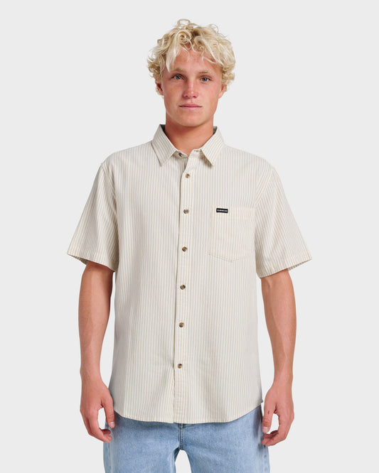 Quick Silver Oxford Stripe Classic Short Sleeve Shirt - Moonstruck