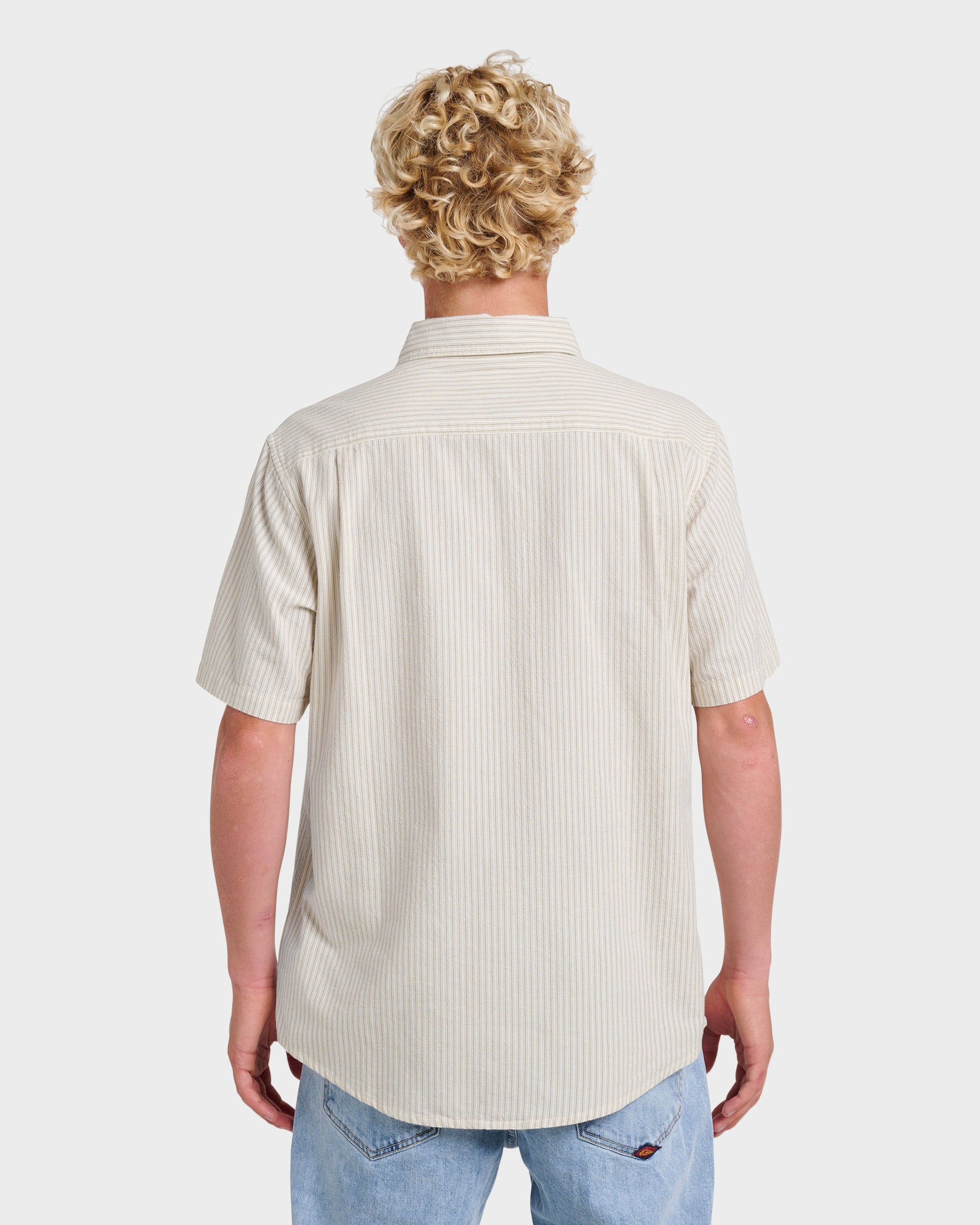 Quick Silver Oxford Stripe Classic Short Sleeve Shirt - Moonstruck