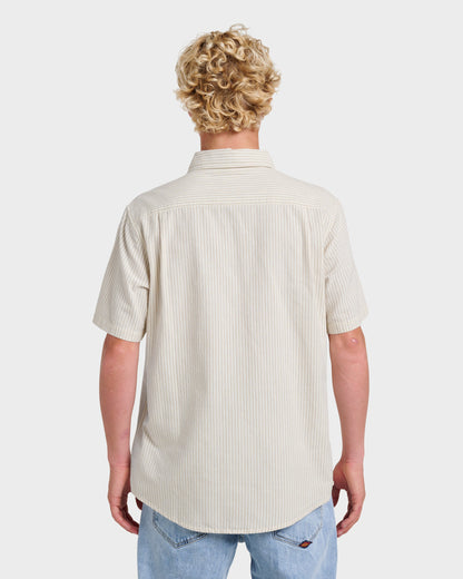 Quick Silver Oxford Stripe Classic Short Sleeve Shirt - Moonstruck