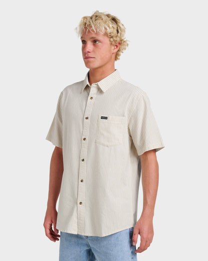 Quick Silver Oxford Stripe Classic Short Sleeve Shirt - Moonstruck