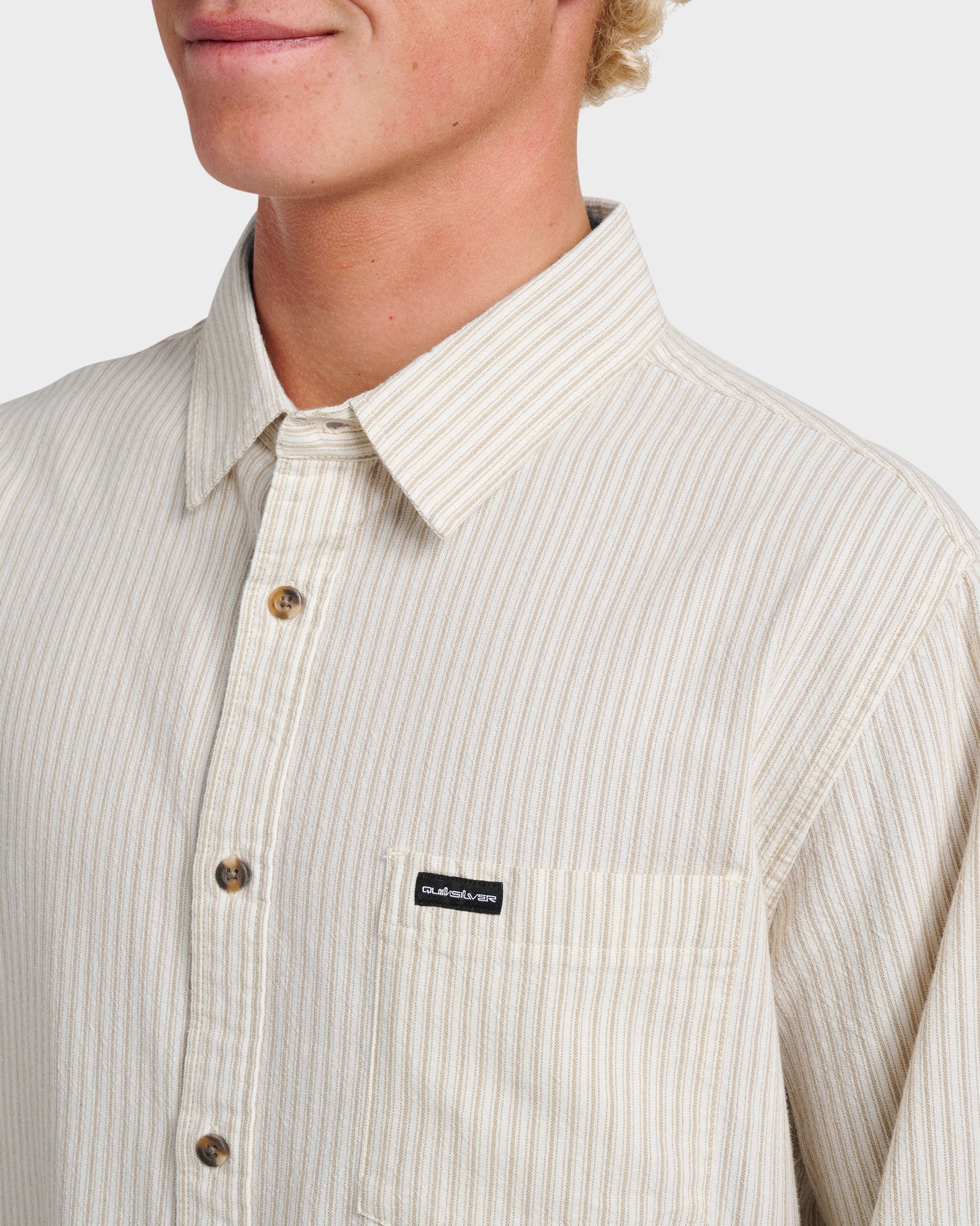 Quick Silver Oxford Stripe Classic Short Sleeve Shirt - Moonstruck