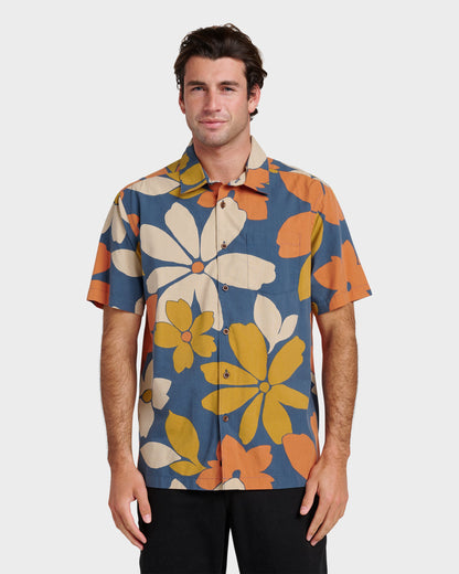 Quick Silver Waterman Flower Power Shirt - Sargasso Sea