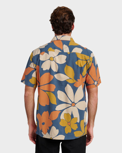 Quick Silver Waterman Flower Power Shirt - Sargasso Sea