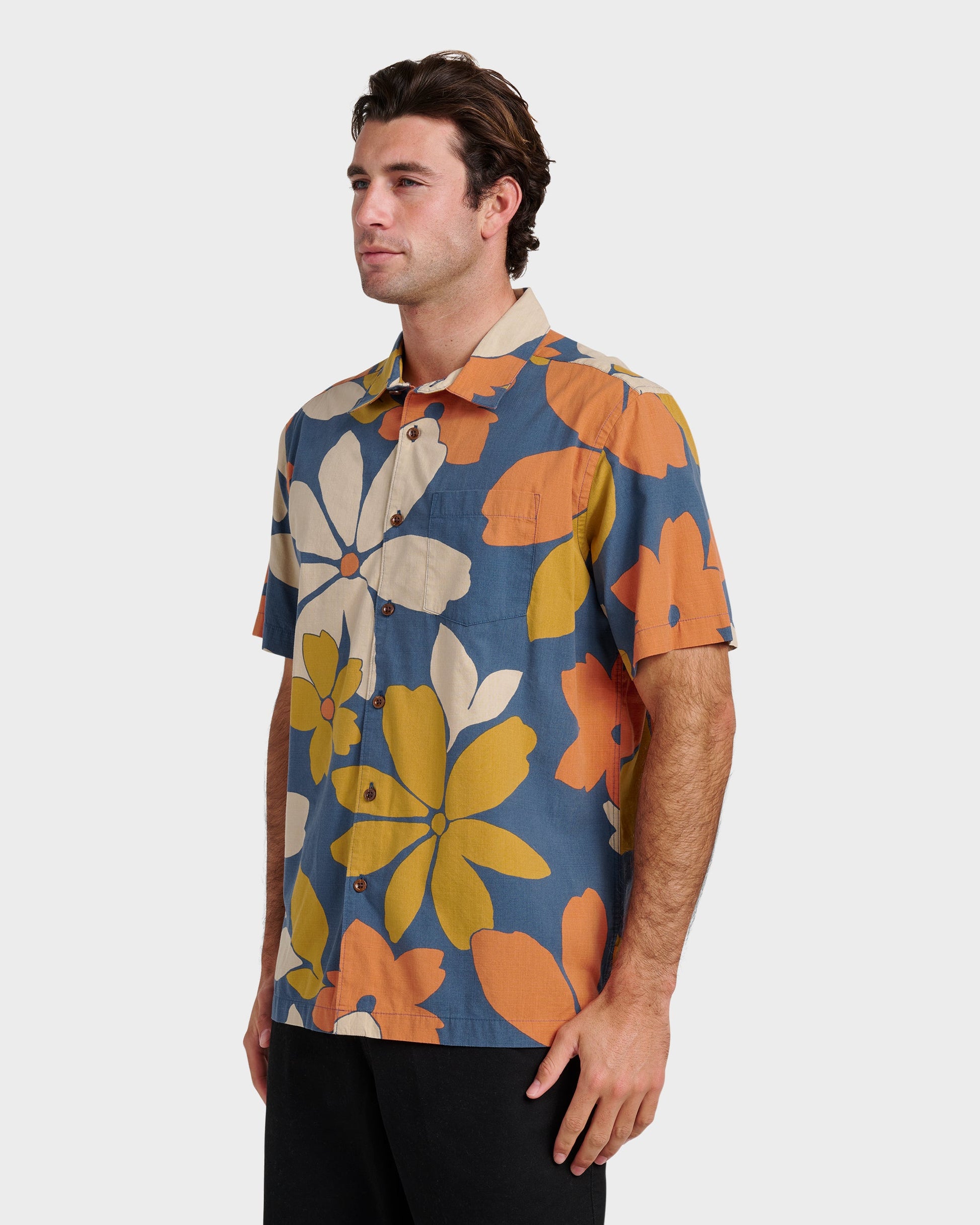 Quick Silver Waterman Flower Power Shirt - Sargasso Sea