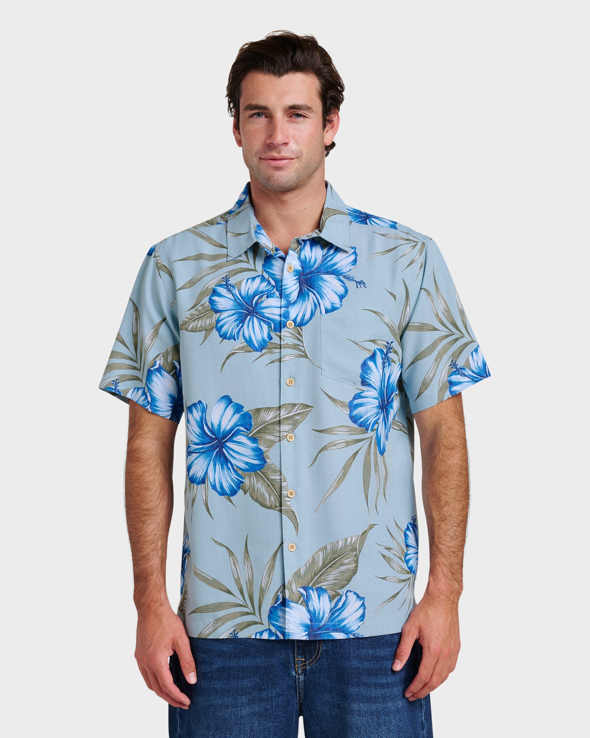Quick Silver Waterman Tropical Dream Shirt - Sterling Blue