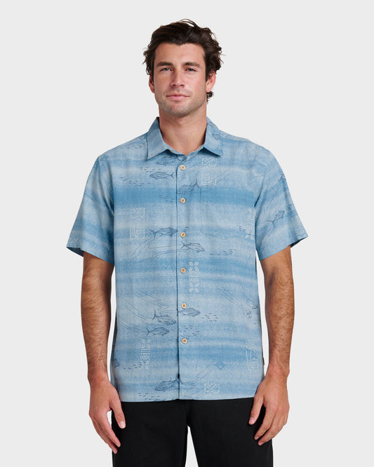 Quick Silver Waterman Go Fish Shirt - Sterling Blue