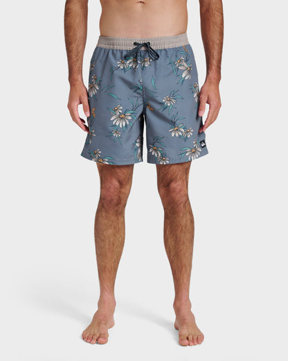 Quick Silver Everyday Coastal Flora 17" Swim Trunks - China Blue