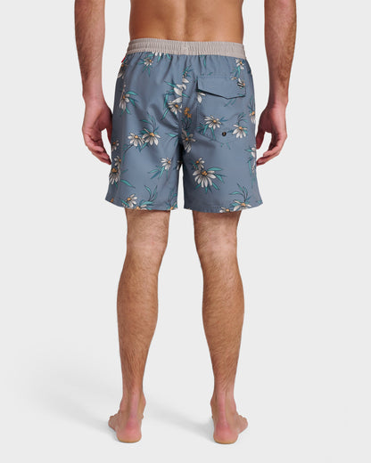 Quick Silver Everyday Coastal Flora 17" Swim Trunks - China Blue