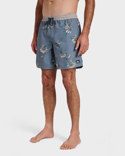 Quick Silver Everyday Coastal Flora 17" Swim Trunks - China Blue
