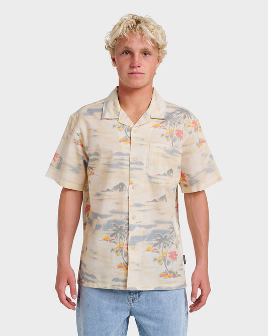 Quick Silver Tropical Surf Casual Short Sleeve Shirt - Birch