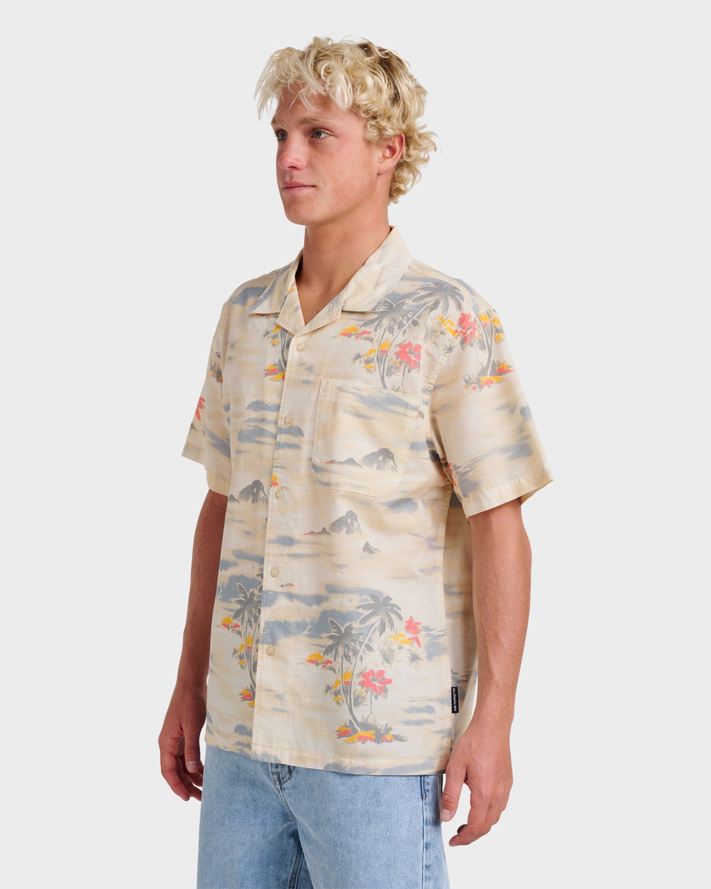 Quick Silver Tropical Surf Casual Short Sleeve Shirt - Birch