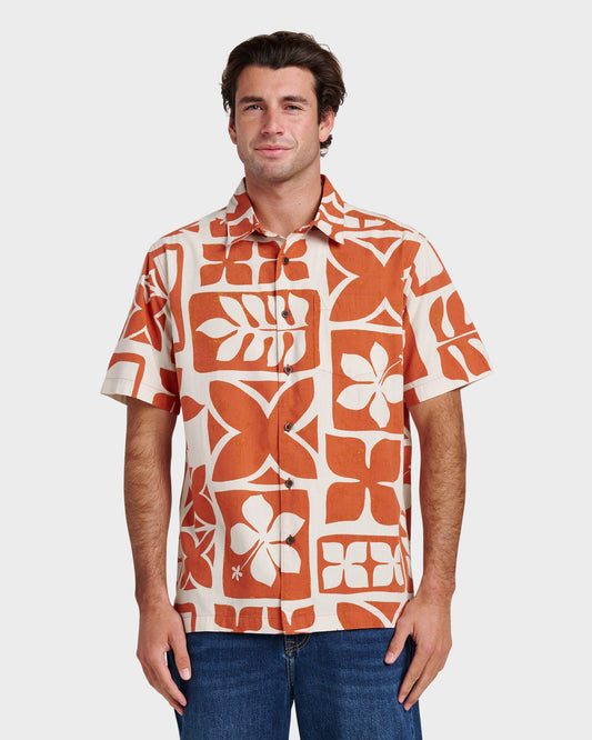 Quick Silver Waterman Tiki Island Shirt - Hot Sauce