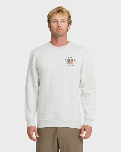 Quick Silver California Vibes Crew Fleece Sweatshirt - Oatmeal Hth