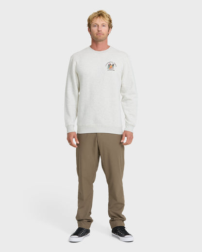 Quick Silver California Vibes Crew Fleece Sweatshirt - Oatmeal Hth