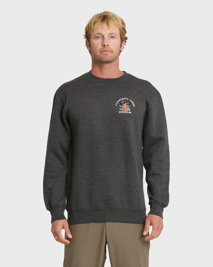 Quick Silver California Vibes Crew Fleece Sweatshirt - Charcoal Grey