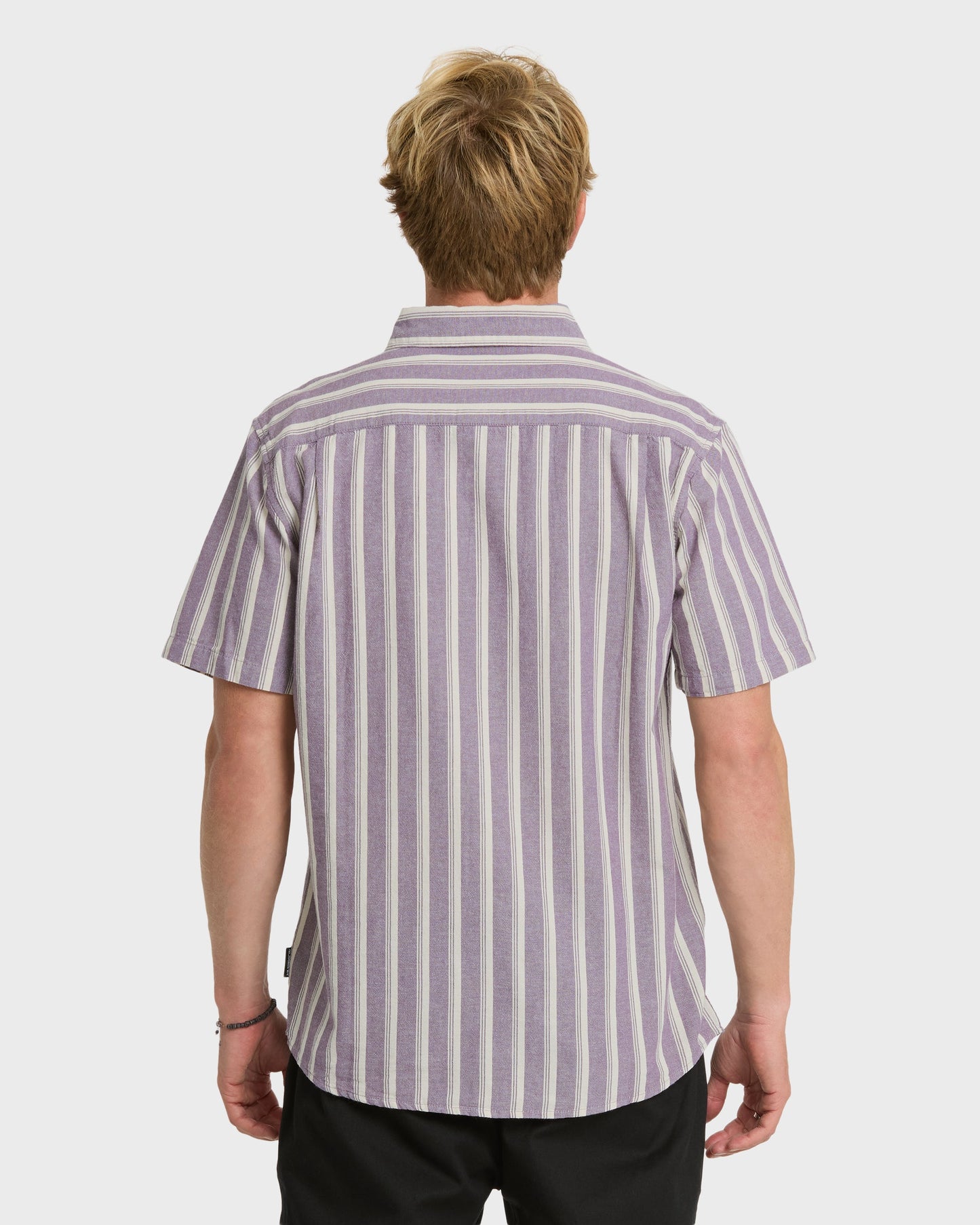 Quick Silver Oxford Stripe Classic Short Sleeve Shirt - Sunset Purple