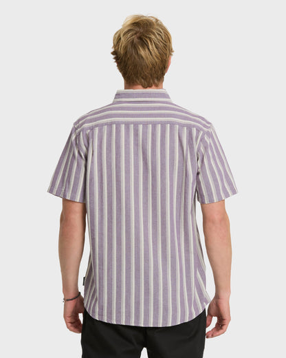 Quick Silver Oxford Stripe Classic Short Sleeve Shirt - Sunset Purple