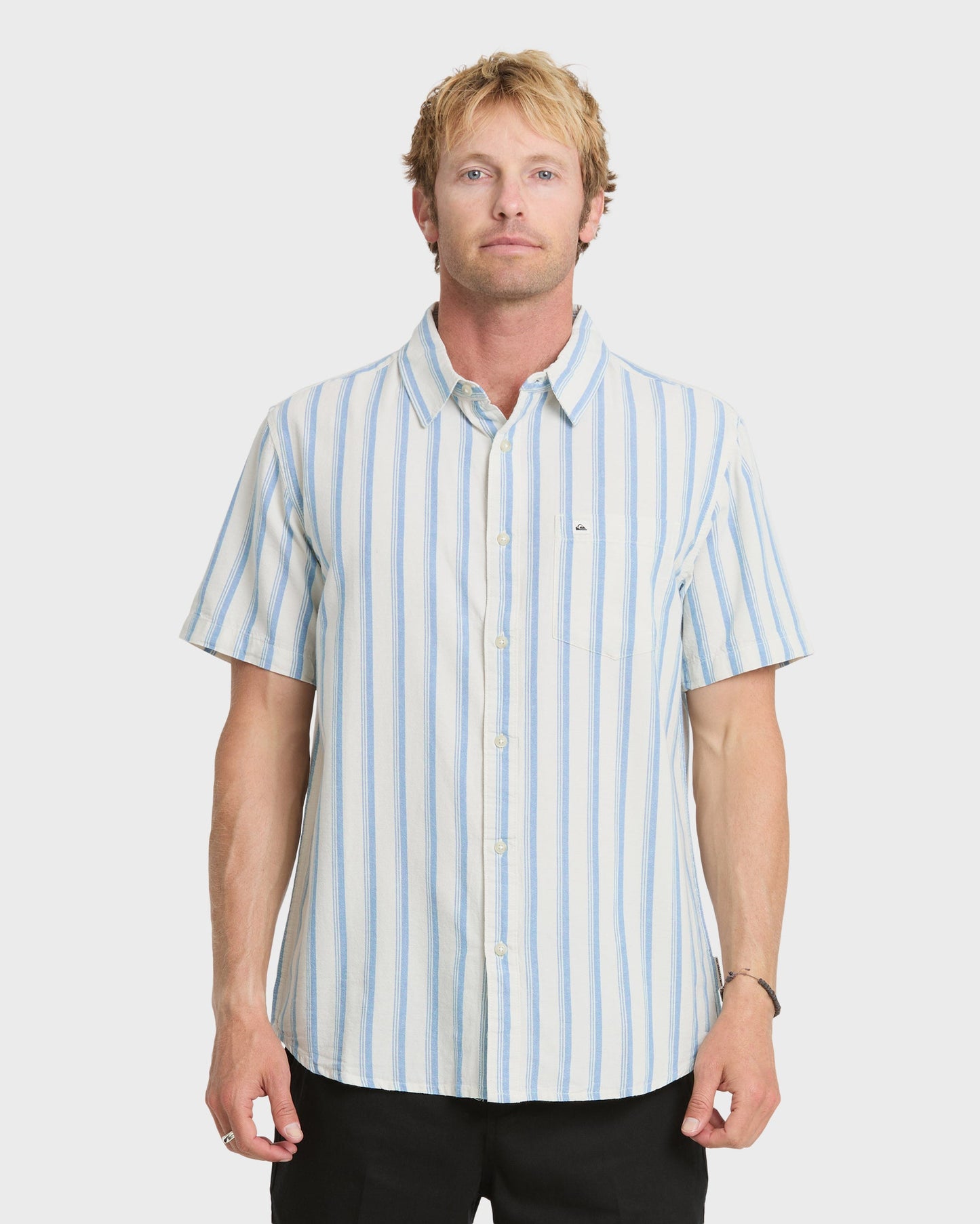Quick Silver Oxford Stripe Classic Short Sleeve Shirt - Niagara