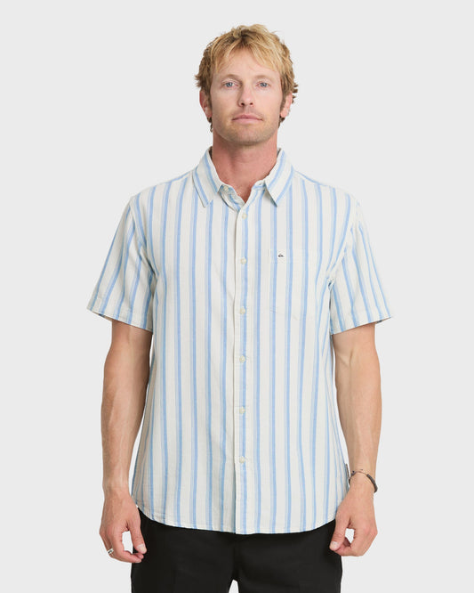 Quick Silver Oxford Stripe Classic Short Sleeve Shirt - Niagara