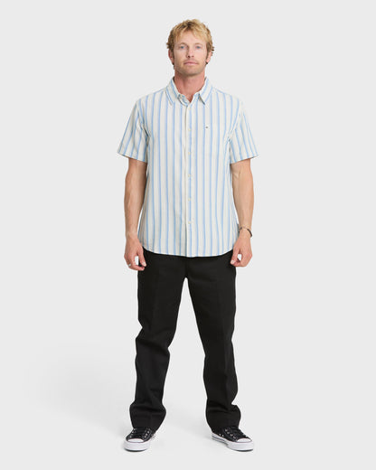 Quick Silver Oxford Stripe Classic Short Sleeve Shirt - Niagara