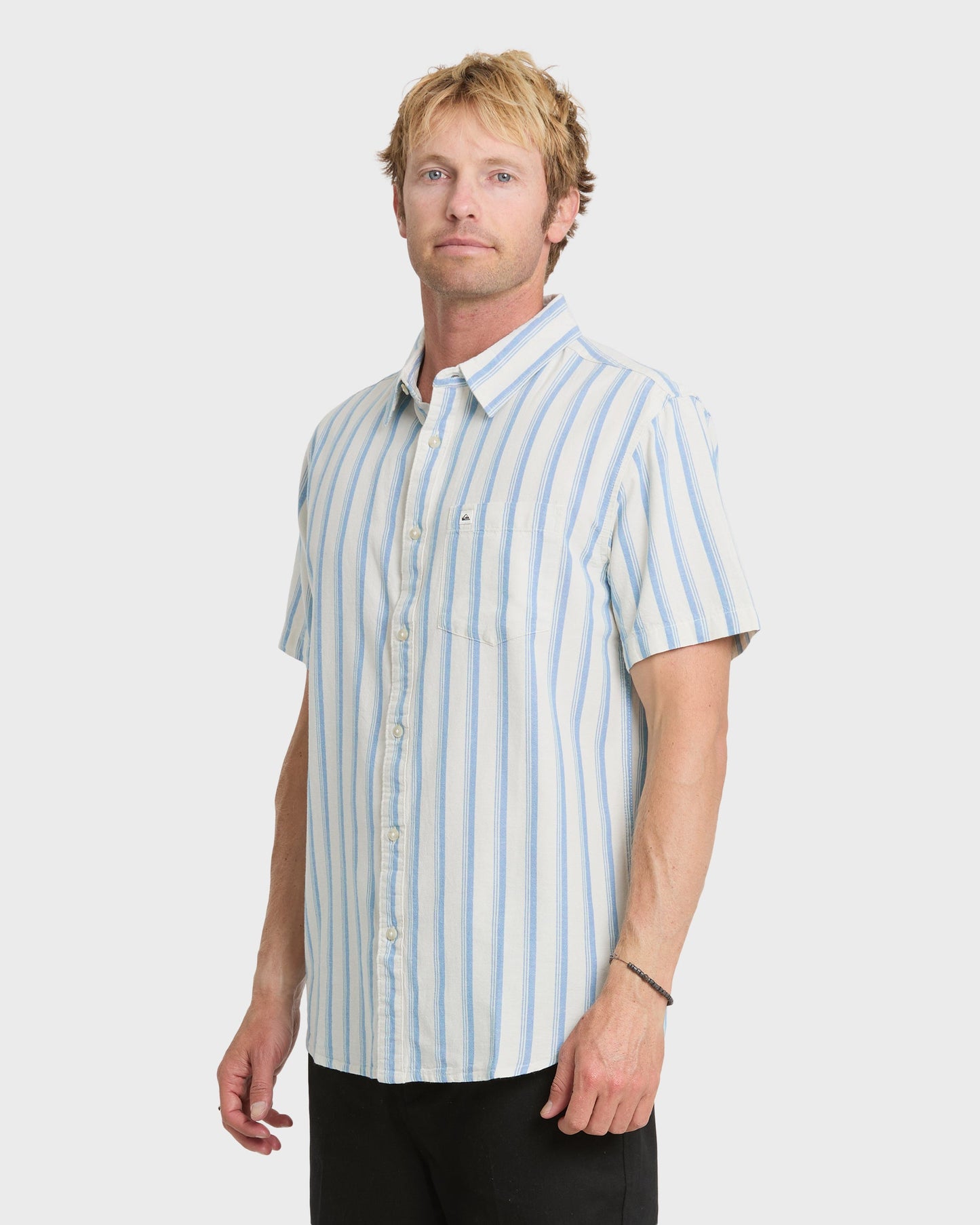 Quick Silver Oxford Stripe Classic Short Sleeve Shirt - Niagara