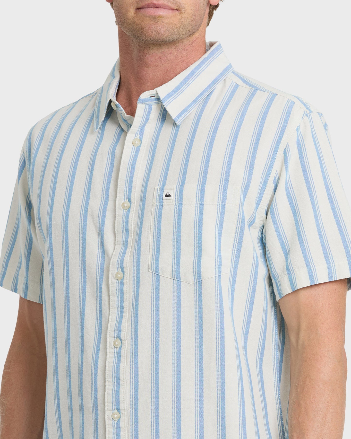 Quick Silver Oxford Stripe Classic Short Sleeve Shirt - Niagara