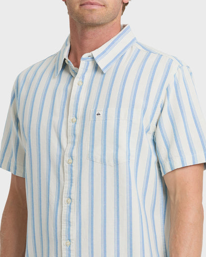 Quick Silver Oxford Stripe Classic Short Sleeve Shirt - Niagara