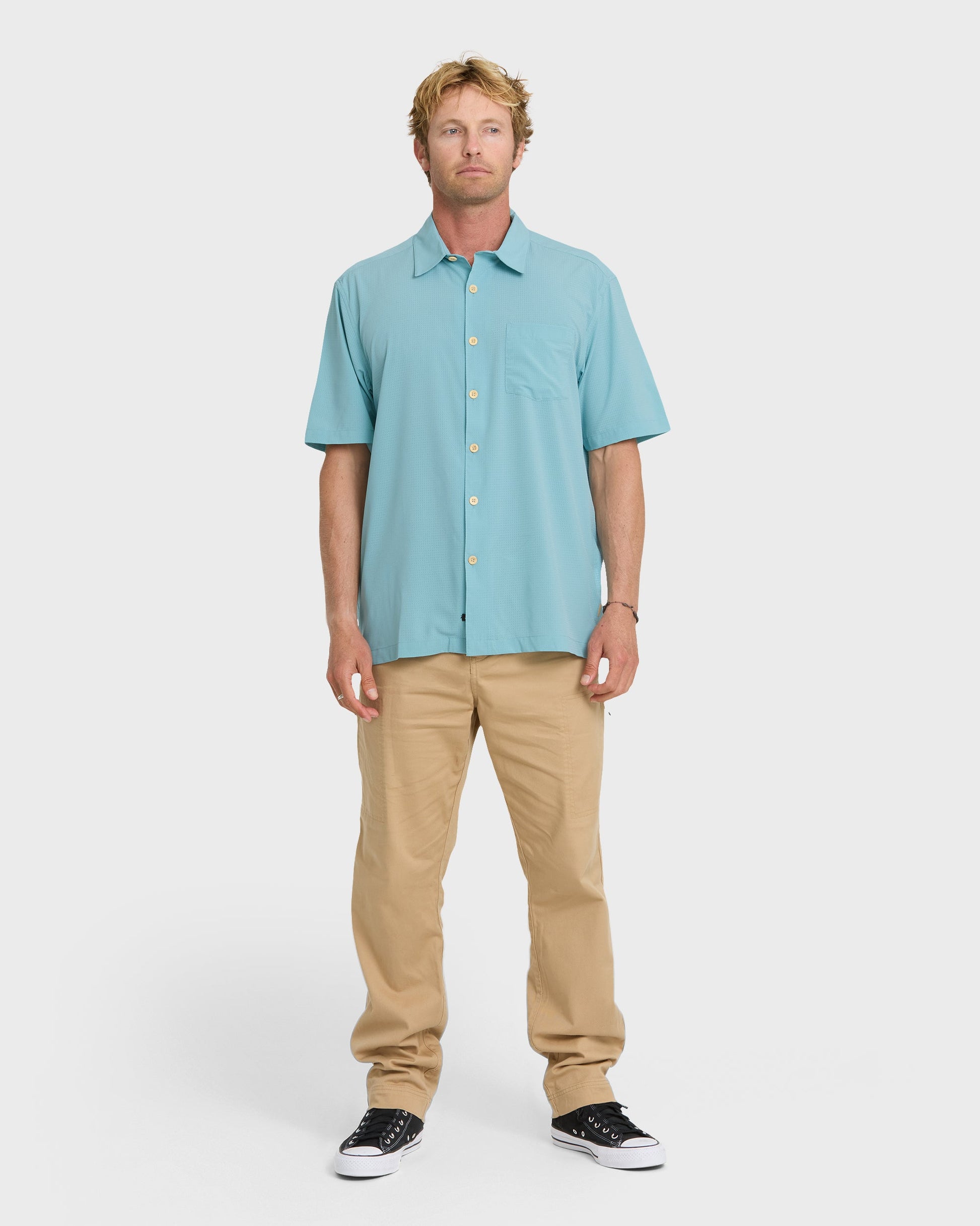 Quick Silver Chaser Short Sleeve Woven Shirt - Reef Waters