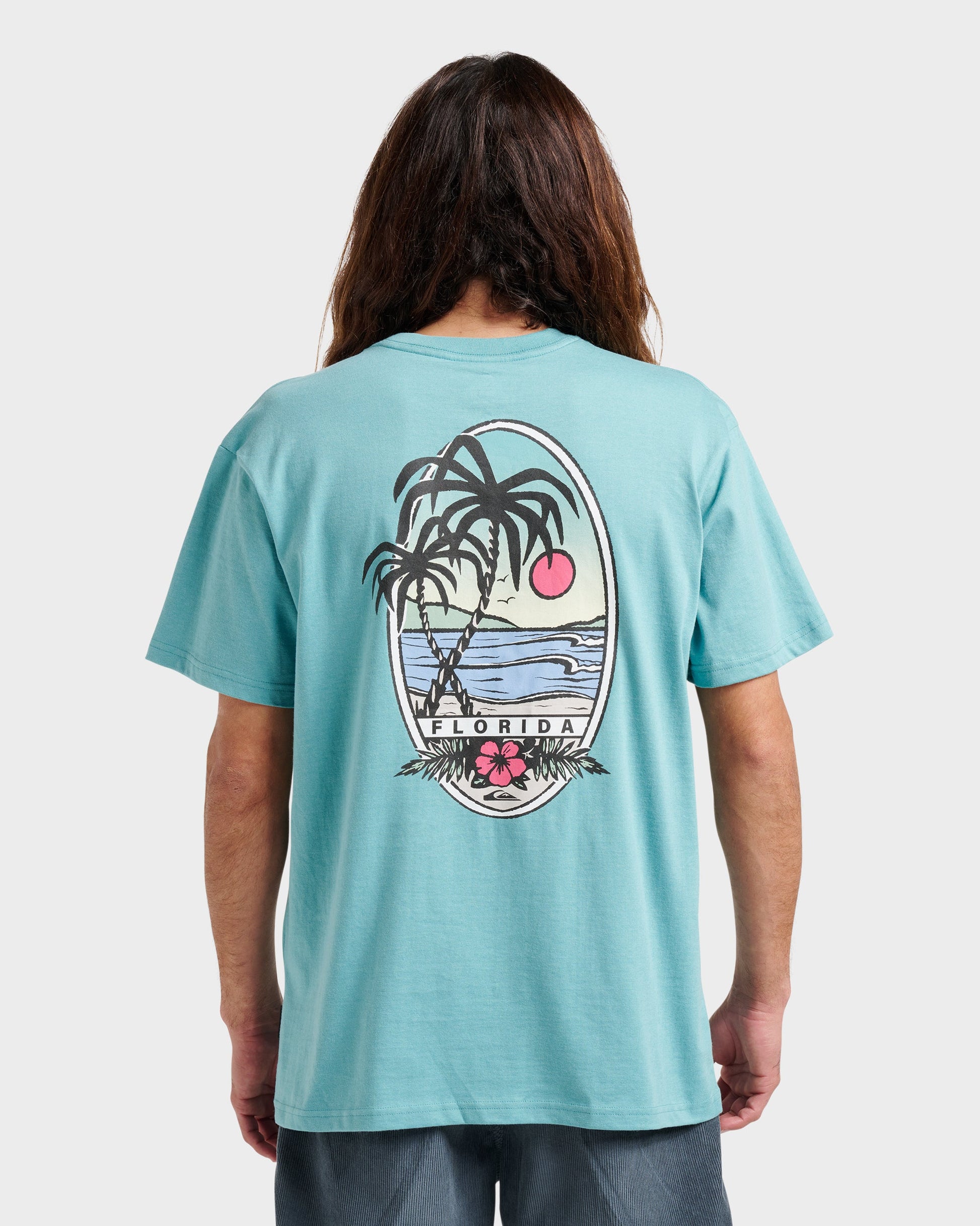 Quick Silver Fl Florida Lookout Point Classic T-shirt - Dusty Turquoise Heather