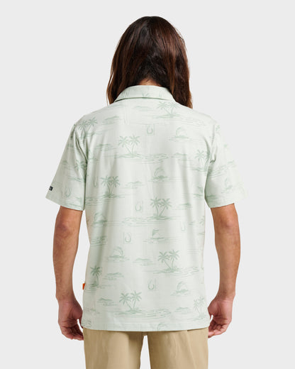 Quick Silver Waterman Island Daze Polo T-Shirt - Smoke Heahter