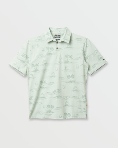 Quick Silver Waterman Island Daze Polo T-Shirt - Smoke Heahter