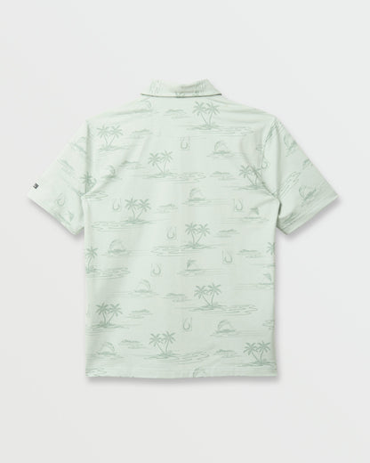 Quick Silver Waterman Island Daze Polo T-Shirt - Smoke Heahter