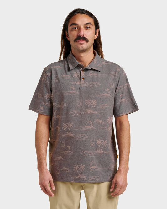 Quick Silver Waterman Island Daze Polo T-Shirt - Phantom Heather