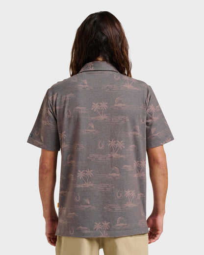 Quick Silver Waterman Island Daze Polo T-Shirt - Phantom Heather