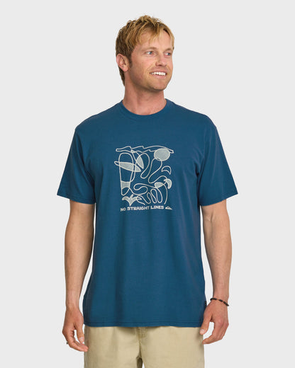 Quick Silver No Straight Lines Stw T-Shirt - Blue Steel