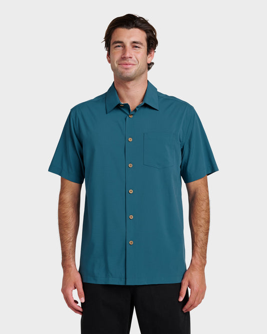 Quick Silver Chaser Short Sleeve Woven Shirt - Real Teal