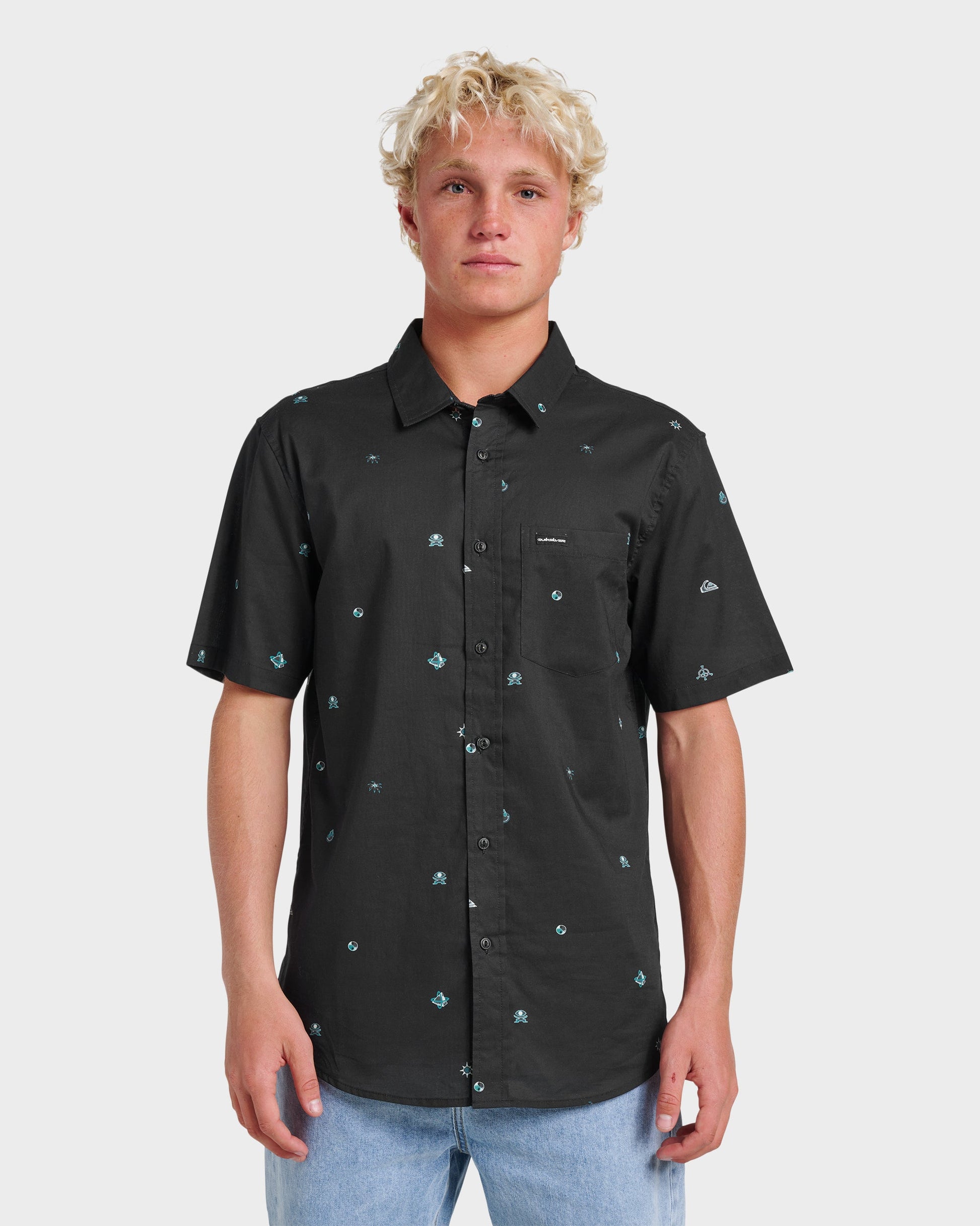 Quick Silver Mini Dimensions Classic Short Sleeve Shirt - Black
