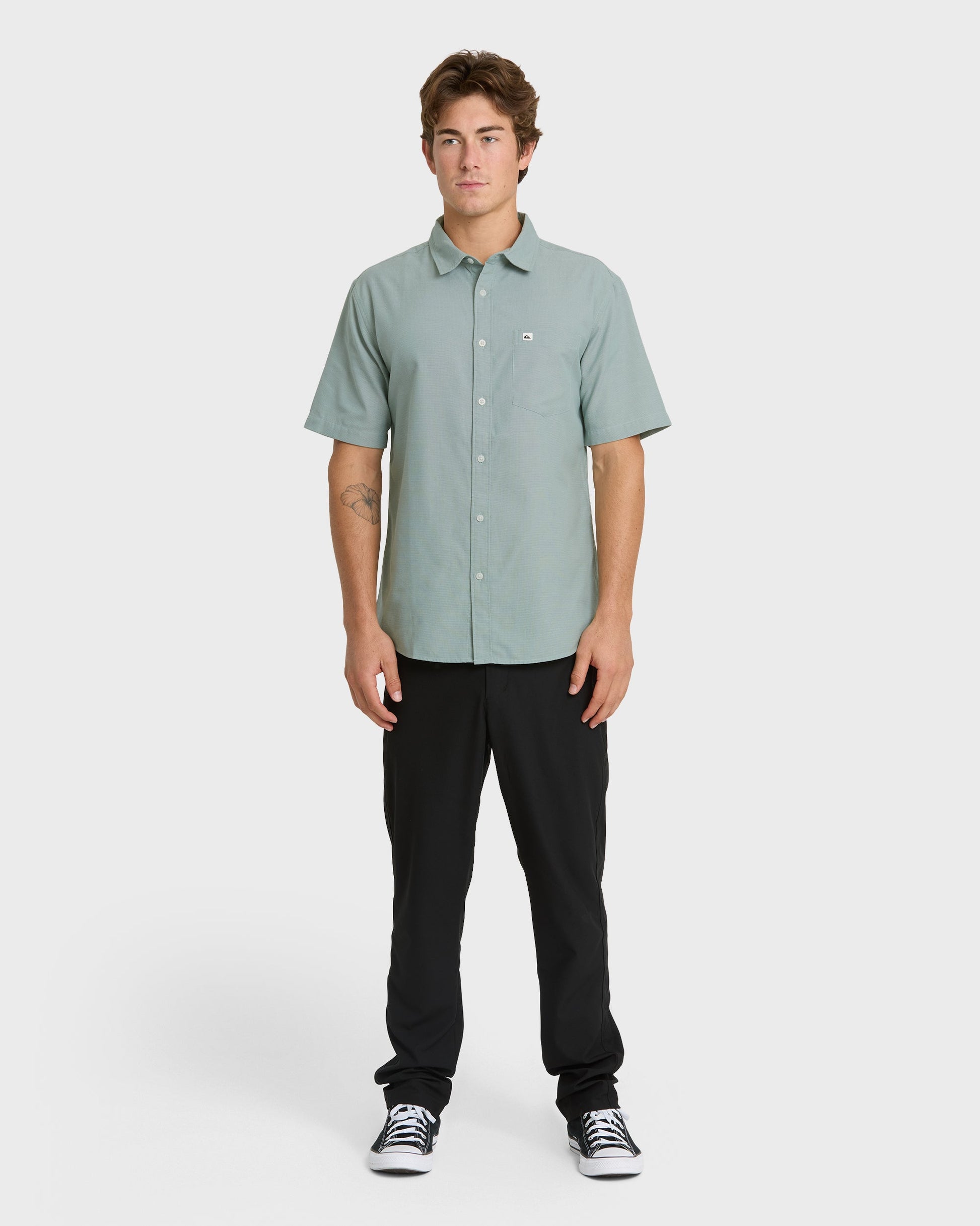 Quick Silver Shoreline Classic Short Sleeve Shirt - Herb