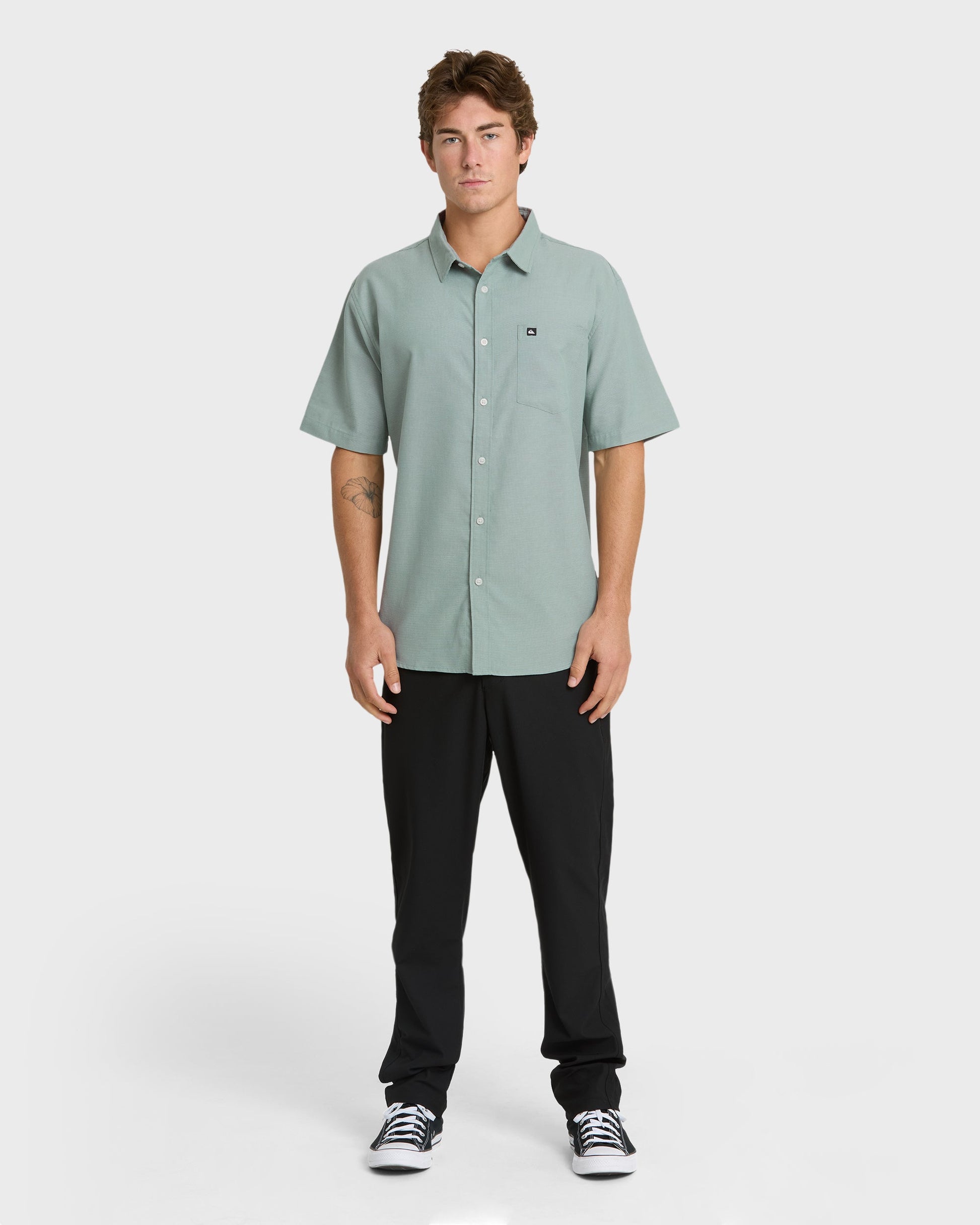 Quick Silver Shoreline Classic Short Sleeve Shirt - Chinois Green