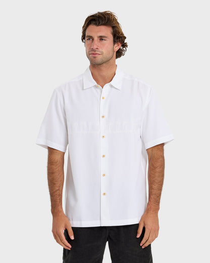 Quick Silver Waterman Tahiti Palms Premium Anti-Wrinkle Shirt - White