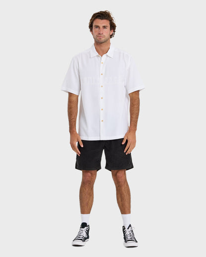 Quick Silver Waterman Tahiti Palms Premium Anti-Wrinkle Shirt - White