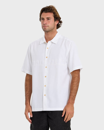Quick Silver Waterman Tahiti Palms Premium Anti-Wrinkle Shirt - White